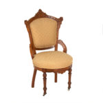 Victorian Parlor Chair in Beige Upholstery - Image 2