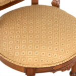 Victorian Parlor Chair in Beige Upholstery - Image 4