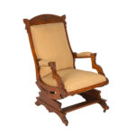 Victorian Rocker in Beige Upholstery