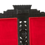 Antique Eastlake Victorian Carved Wood Settee with Red Upholstery - Image 3