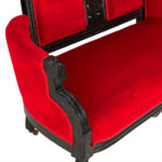 Antique Eastlake Victorian Carved Wood Settee with Red Upholstery - Image 5