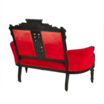 Antique Eastlake Victorian Carved Wood Settee with Red Upholstery - Image 7