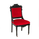 Antique Eastlake Victorian Carved Wood Parlor Chair with Red Upholstery - Image 2