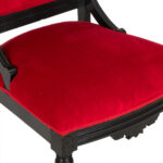 Antique Eastlake Victorian Carved Wood Parlor Chair with Red Upholstery - Image 4