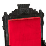 Antique Eastlake Victorian Carved Wood Parlor Armchair with Red Upholstery - Image 3