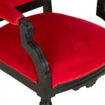 Antique Eastlake Victorian Carved Wood Parlor Armchair with Red Upholstery - Image 4