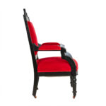 Antique Eastlake Victorian Carved Wood Parlor Armchair with Red Upholstery - Image 6
