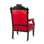 Antique Eastlake Victorian Carved Wood Parlor Armchair with Red Upholstery - Image 7