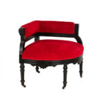 Antique Eastlake Victorian Carved Wood Corner Chair with Red Upholstery - Image 2