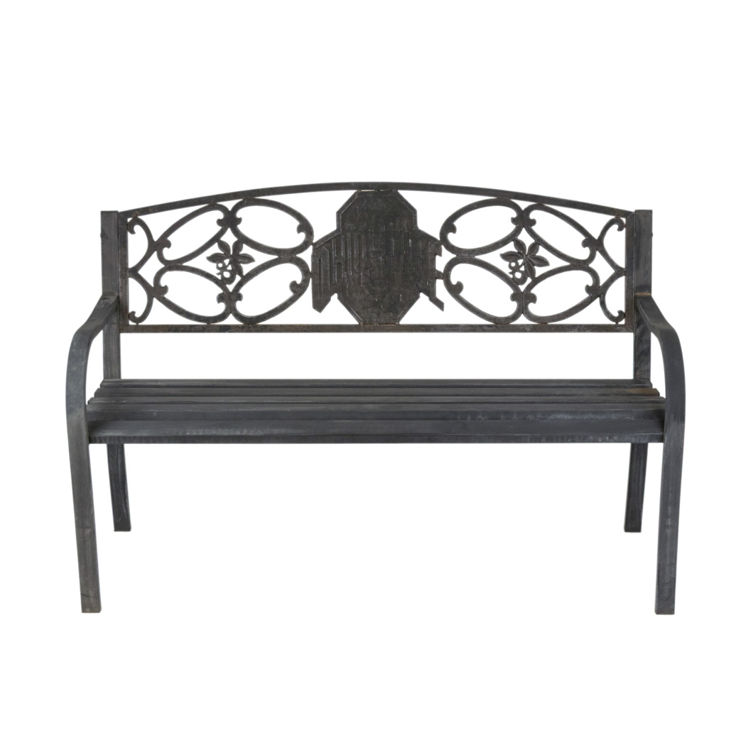 ZGRIN_106-2 OHIO STATE Themed Cast Aluminum Outdoor Bench - Image 1