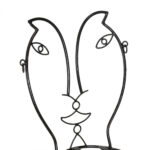 Set of 2 Modernist Wrought Iron Face Back Accent Chairs - Image 4