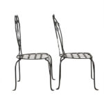 Set of 2 Modernist Wrought Iron Face Back Accent Chairs - Image 7