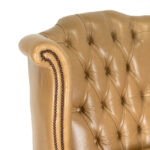 Chesterfield Wingback Armchair in Beige Leather Upholstery - Image 3