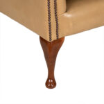 Chesterfield Wingback Armchair in Beige Leather Upholstery - Image 5