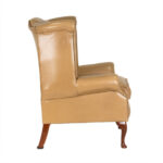 Chesterfield Wingback Armchair in Beige Leather Upholstery - Image 6