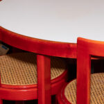 Vintage Mid Century Modern Italian White Top and Red Lacquer Framed Table with 4 Chairs - Image 2
