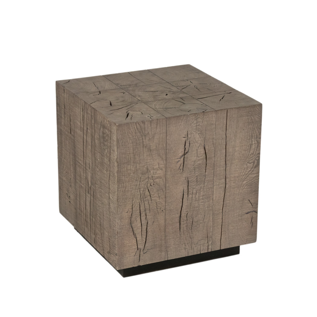 ZKHZ_112-2 RESTORATION HARDWARE Reclaimed Wood Plinth Side Table - Image 1
