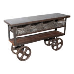 ARHAUS Industrial Trolley Buffet with Wire Drawers