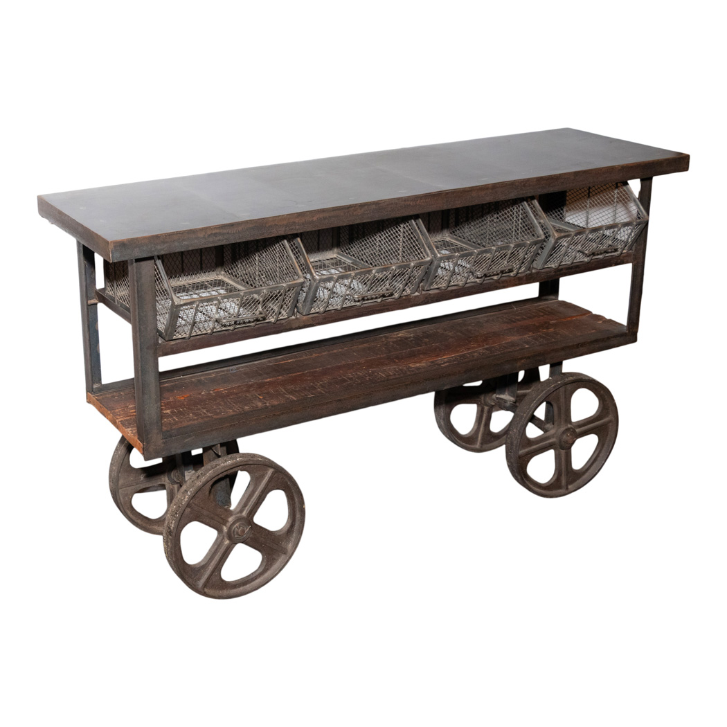 ZKUHN_122-2 ARHAUS Industrial Trolley Buffet with Wire Drawers - Image 1
