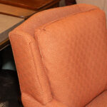 Skirted Accent Chair and Ottoman in Coral Concentric Diamond Upholstery - Image 2