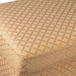 WOODMARK Skirted Ottoman in Gold Lattice Upholstery - Image 2