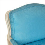 French Louis XV Style Cane Back Bergere Chair and Ottoman - Image 2