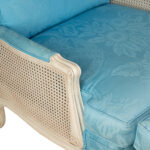 French Louis XV Style Cane Back Bergere Chair and Ottoman - Image 3