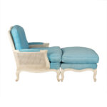 French Louis XV Style Cane Back Bergere Chair and Ottoman - Image 6