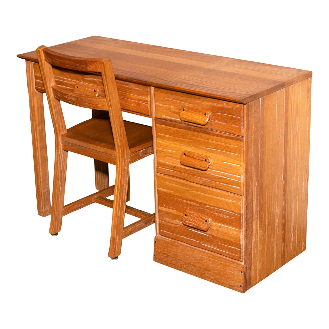 ZRUTB_101-2 Vintage BRANDT RANCH Oak Desk with Chair - Image 1