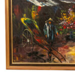 Vintage Original Oil on Canvas of Bustling Asian Street Market Scene - Image 4