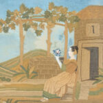 Antique Needlepoint Featuring a Seated Woman - Image 2