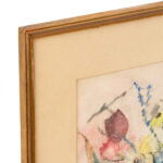 Signed Mixed Media Floral Still Life Collage Covered in Translucent Paper - Image 2