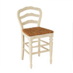Pair of POTTERY BARN White Ladder Back Counter Stools with Woven Seats - Image 2