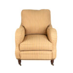 Roll Arm Accent Chair in Beige Striped Upholstery