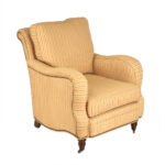 Roll Arm Accent Chair in Beige Striped Upholstery - Image 2