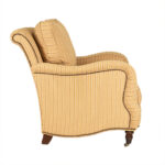Roll Arm Accent Chair in Beige Striped Upholstery - Image 6