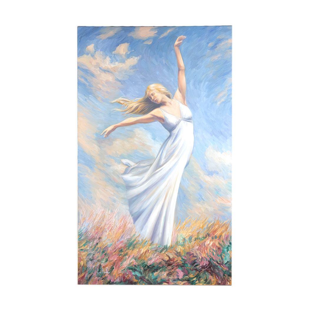 ZGUW_106-2 LUCIE BILODEAU “Dancing in Monet’s Field” Original Oil on Canvas - Image 1