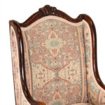 Vintage Wood Framed Wing Chair in Tapestry Style Upholstery - Image 3