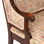 Vintage Wood Framed Wing Chair in Tapestry Style Upholstery - Image 4