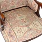Vintage Wood Framed Wing Chair in Tapestry Style Upholstery - Image 5