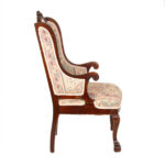 Vintage Wood Framed Wing Chair in Tapestry Style Upholstery - Image 7