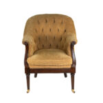 LILLIAN AUGUST Tufted Back Accent Chair in Gold Patterned Upholstery