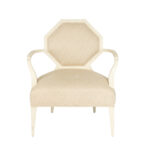 CENTURY FURNITURE White Finished Octagonal Back Armchair with Greek Key Upholstery