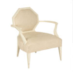 CENTURY FURNITURE White Finished Octagonal Back Armchair with Greek Key Upholstery - Image 2