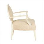CENTURY FURNITURE White Finished Octagonal Back Armchair with Greek Key Upholstery - Image 6