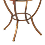 Leather and Metal Round Side Table with Mirrored Top - Image 4