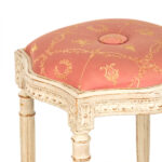 French Louis XVI White Wood Framed Stool with Pink Tufted Upholstery - Image 2