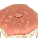 French Louis XVI White Wood Framed Stool with Pink Tufted Upholstery - Image 3