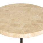 Stone Top Pedestal Table on Wrought Iron Base - Image 2