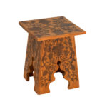 Vintage Wooden Table Featuring Intricate Floral Inlay